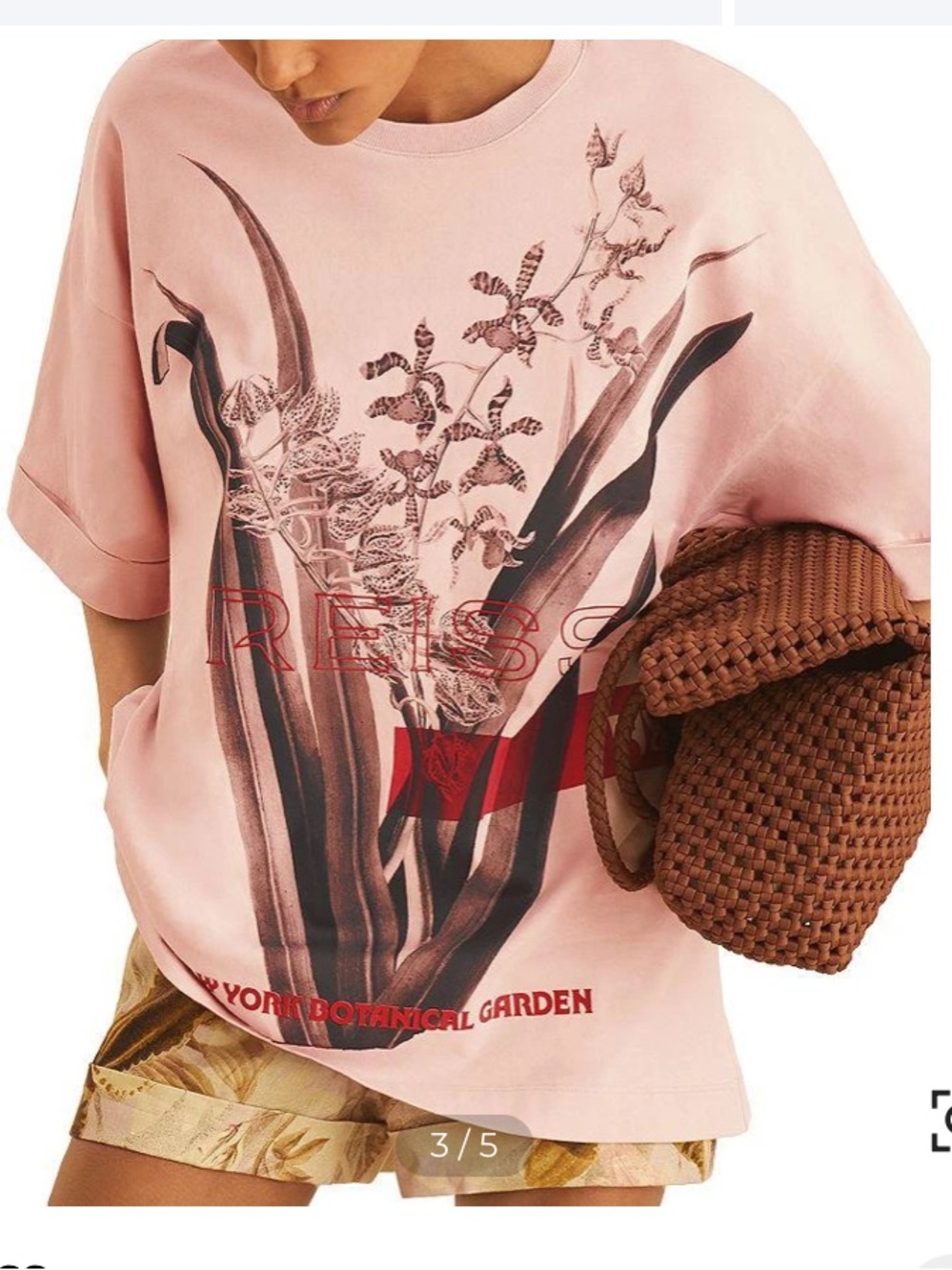 Reiss x NYBG - pink Floral Oversize T-Shirt size M